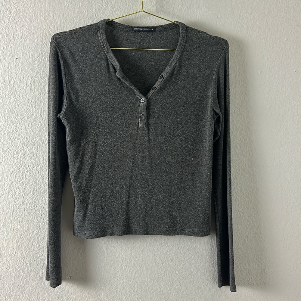 Brandy Melville Callan Henley Long Sleeve Top